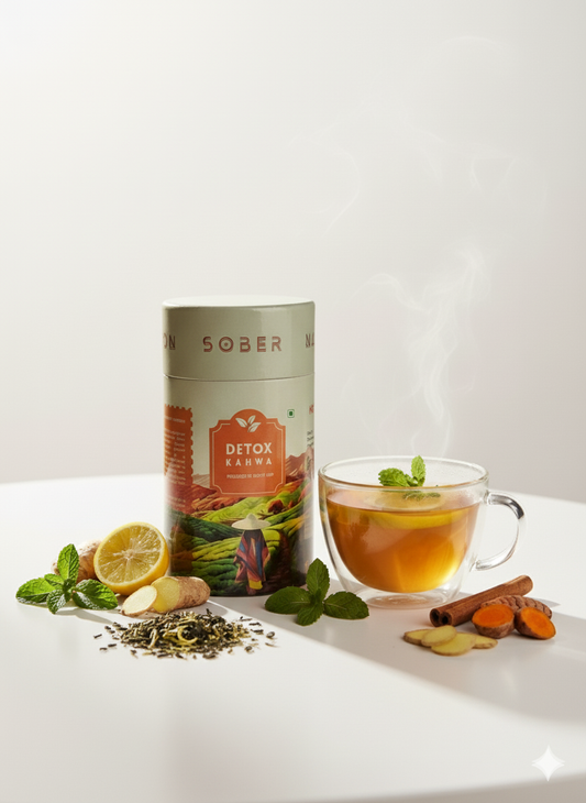 Sober Nation Detox Kahwa (20 Tea Bags) Promotes Natural Detoxification, Relieve Cold and Respiratory Issues, Improve Mood, Refresh Mind, Enhance Natural Skin Glow