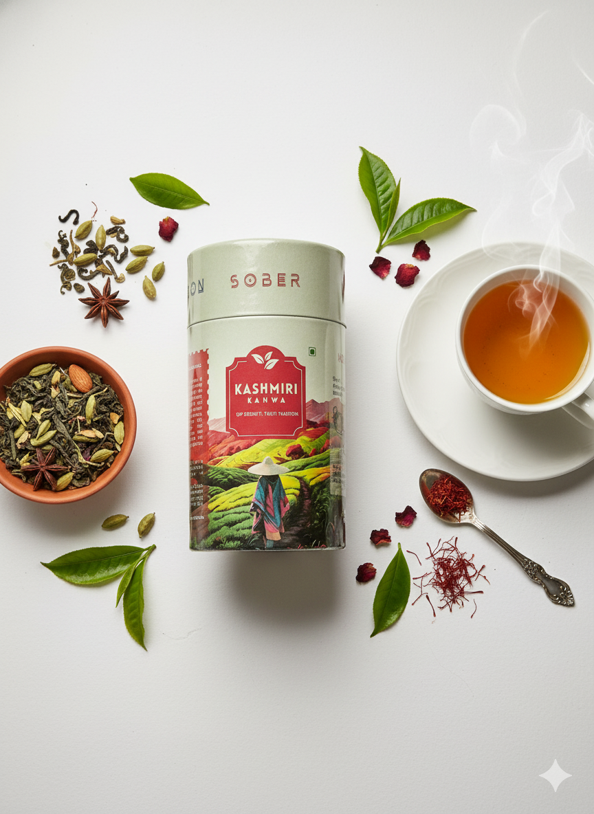 Sober Nation Kashmiri Kahwa (20 Tea Bags) Boosts Immunity, Digestion, Gives Glowing skin, Detoxifies Body, Reduces Stress, Fatigue
