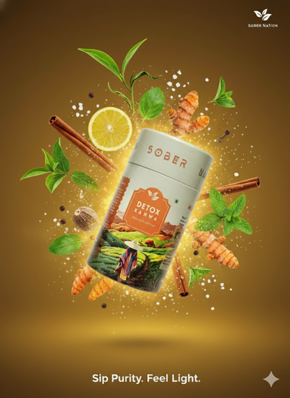 Sober Nation Detox Kahwa (20 Tea Bags) Promotes Natural Detoxification, Relieve Cold and Respiratory Issues, Improve Mood, Refresh Mind, Enhance Natural Skin Glow